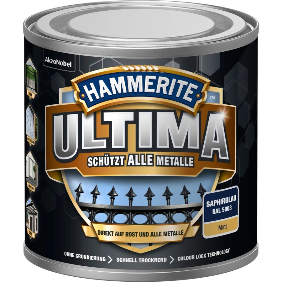 Hammerite Metallschutz-Lack Ultima Matt Saphirblau RAL5003 250 ml - Bild 2