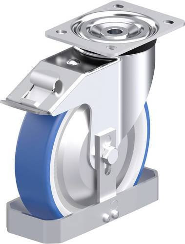Blickle L-POTHs 200XK-FI-FA-FS Stahlblech-Lenkrolle in Blau mit 200 mm Rad-Durchmesser und 400 kg Tragfähigkeit - Bild 1