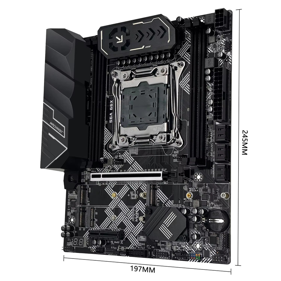 MACHINIST V9S X99 Motherboard Kit mit Intel Xeon E5 2650 V4 CPU, 32 GB DDR4 2133 MHz ECC RAM, 3x NVMe M.2, M-ATX, Schwarz - Bild 2
