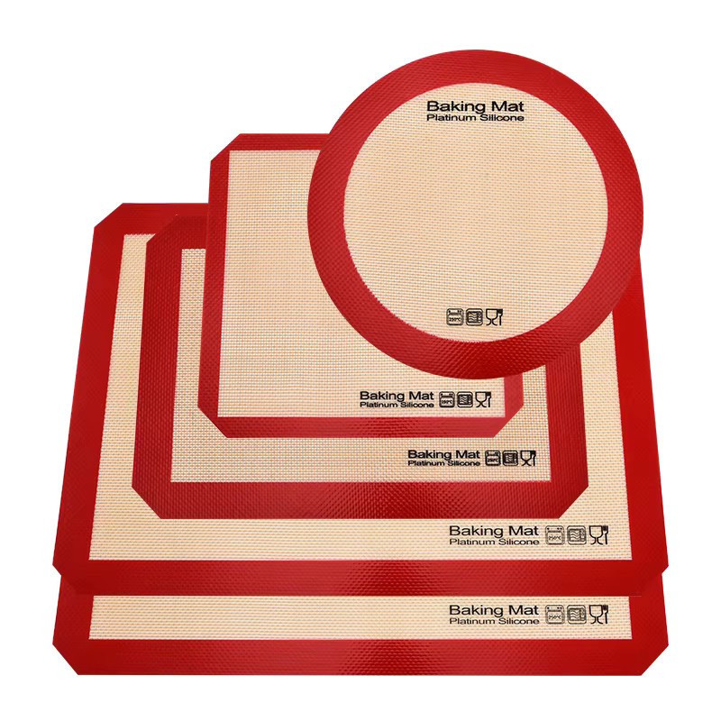JINFEIFAN 5er Set Silikon-Backmatten aus Fiberglas, rot, antihaftbeschichtet, rechteckig - Bild 3