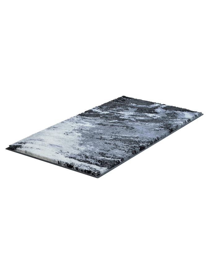 Rutschhemmende Badematte in Grau mit grafischem Design aus 100% Polyacryl, für Fußbodenheizung geeignet - Bild 2