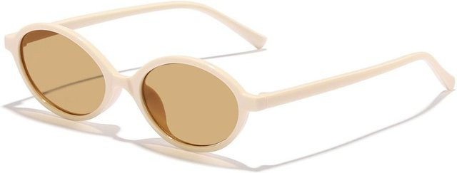 Retro-Sonnenbrille, rechteckig, Unisex, Kunststoff, beige, Vollrand - Bild 1
