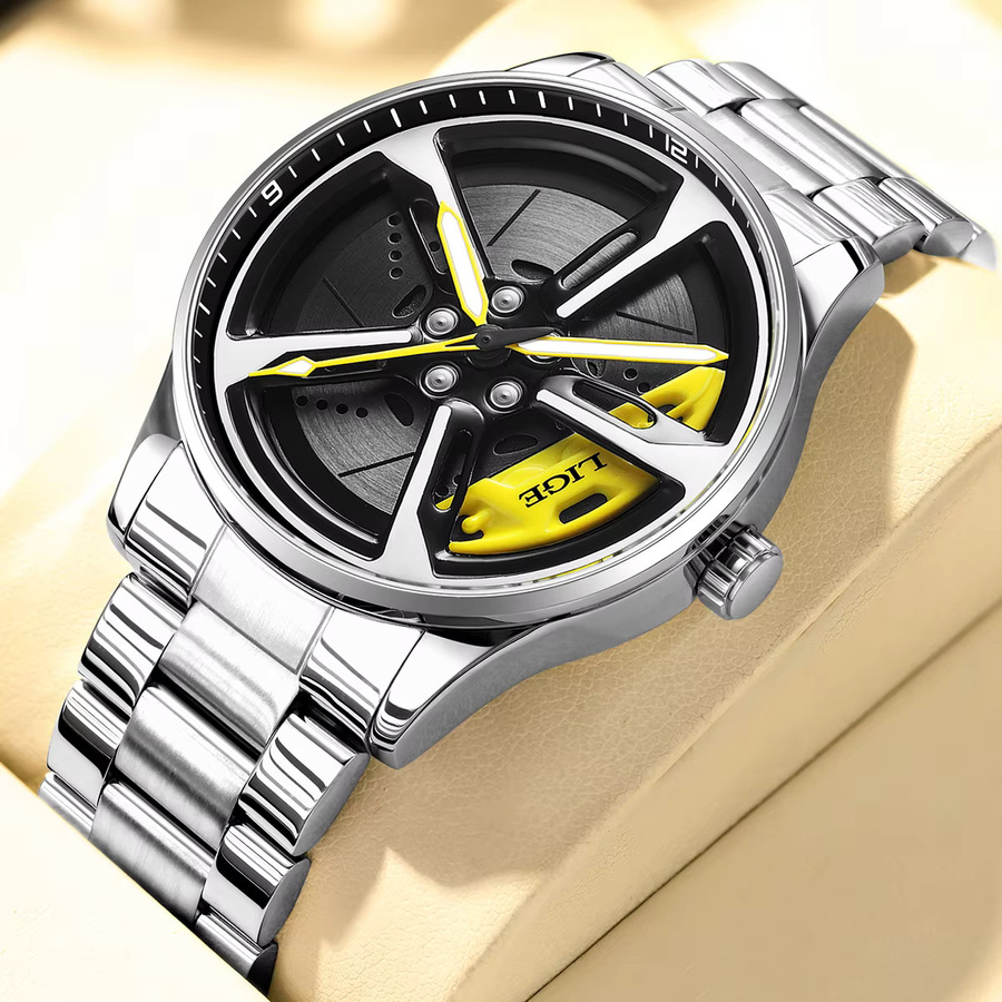 LIGE Armbanduhr Quarz, Edelstahl, Schwarz, Herren - Bild 2