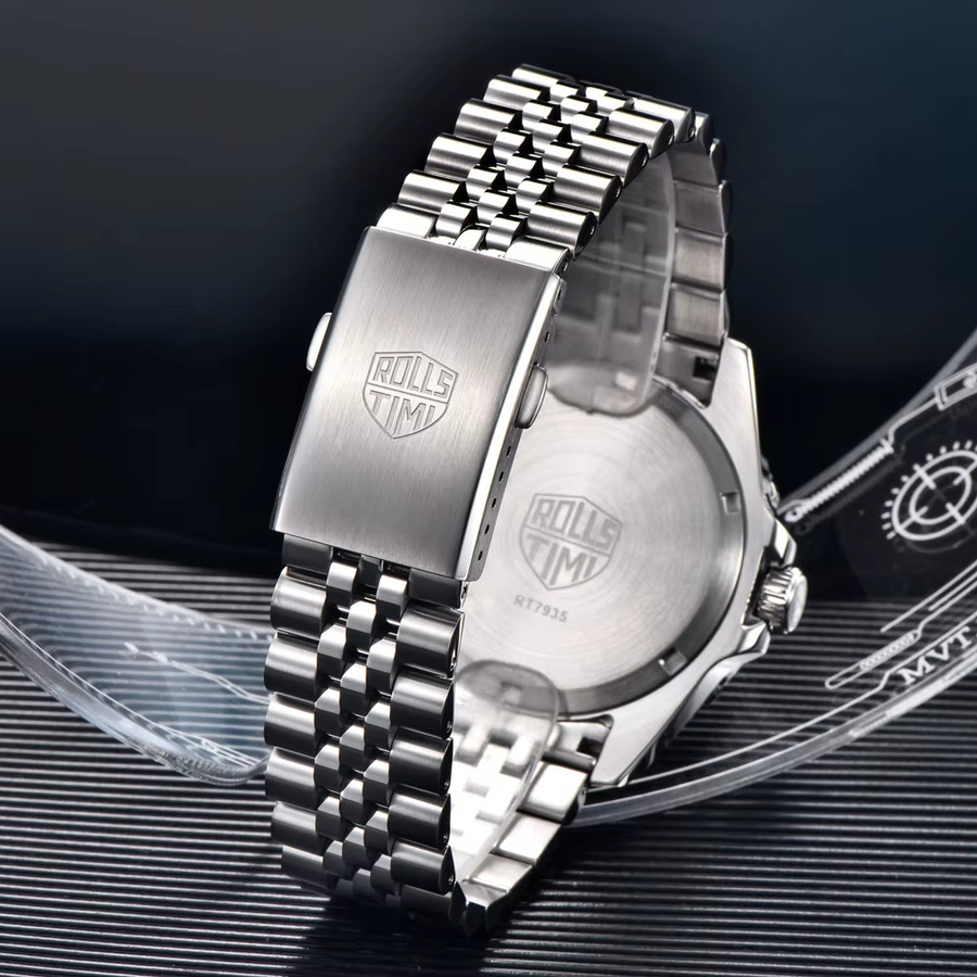 Rollstimi Armbanduhr Automatik, Edelstahl, Saphirglas, Blau, Herren - Bild 4