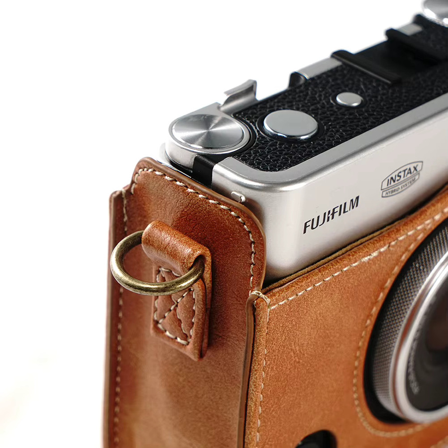 Fujifilm Instax MINI EVO Kameratasche aus PU-Leder in Gold und Braun - Bild 4
