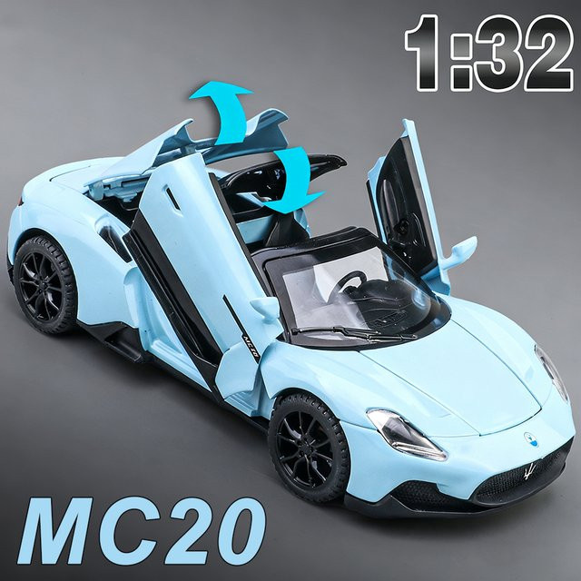 MAKEDA MC20 720S Miniatur-Sportwagen, 1:32, Druckguss-Legierungsmodell, mit Ton und Licht, zurückziehen, geöffnete Türen - Bild 1