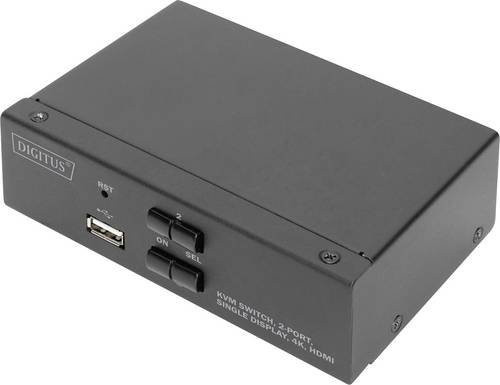 Digitus DS-12870 KVM-Umschalter mit 2+1 Ports, HDMI, 4K UHD, USB-A, Schwarz - Bild 1
