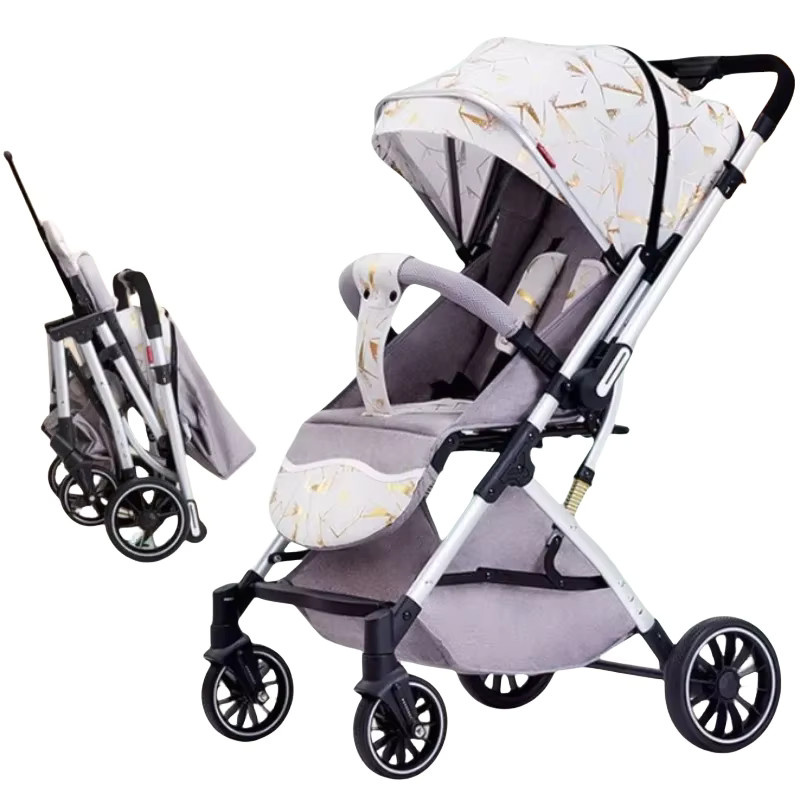 LUVCHAIN Reise-Kinderwagen mit vier Rädern, zweiseitig nutzbar, leicht und hochsichtbar, in Silber und Weiß - Bild 2