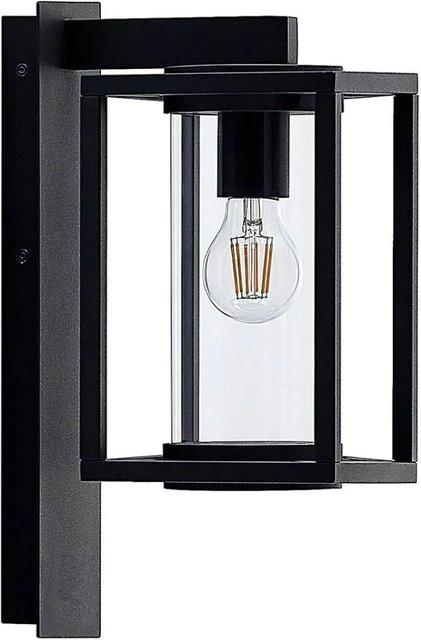 Lucande Wandleuchte Ferda Außenleuchte Modern Schwarz aus Aluminium und Glas, E27, B/T/H: 22,6 x 15,0 x 38,0 cm - Bild 1