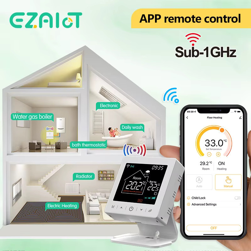 EZAIOT Smart Wireless Thermostat mit Wifi und Tuya App, Programmierbare RF Raumtemperatur Fernbedienung für Heizung und Gaskessel, kompatibel mit Alexa und Google Home, Weiß - Bild 3