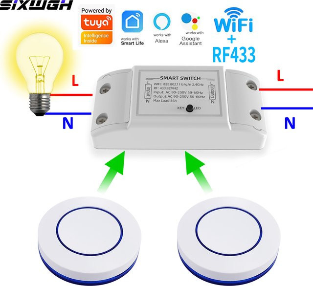 Tuya Smart WLAN Switch mit Zeitschaltuhr und Fernbedienung, weiß, kompatibel mit Smart Life App, Amazon Alexa und Google Assistant - Bild 1