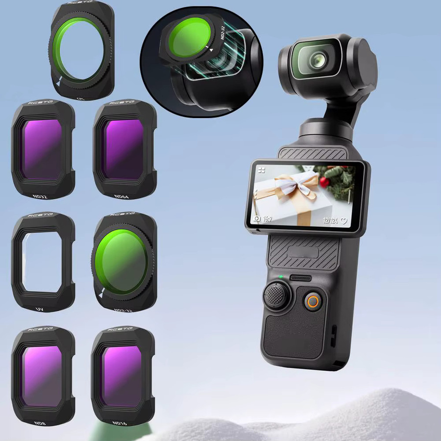 Magnetisches Linsenfilter-Set für DJI Osmo Pocket 4 mit UV CPL und einstellbaren ND2-32 Filtern in Schwarz - Bild 4
