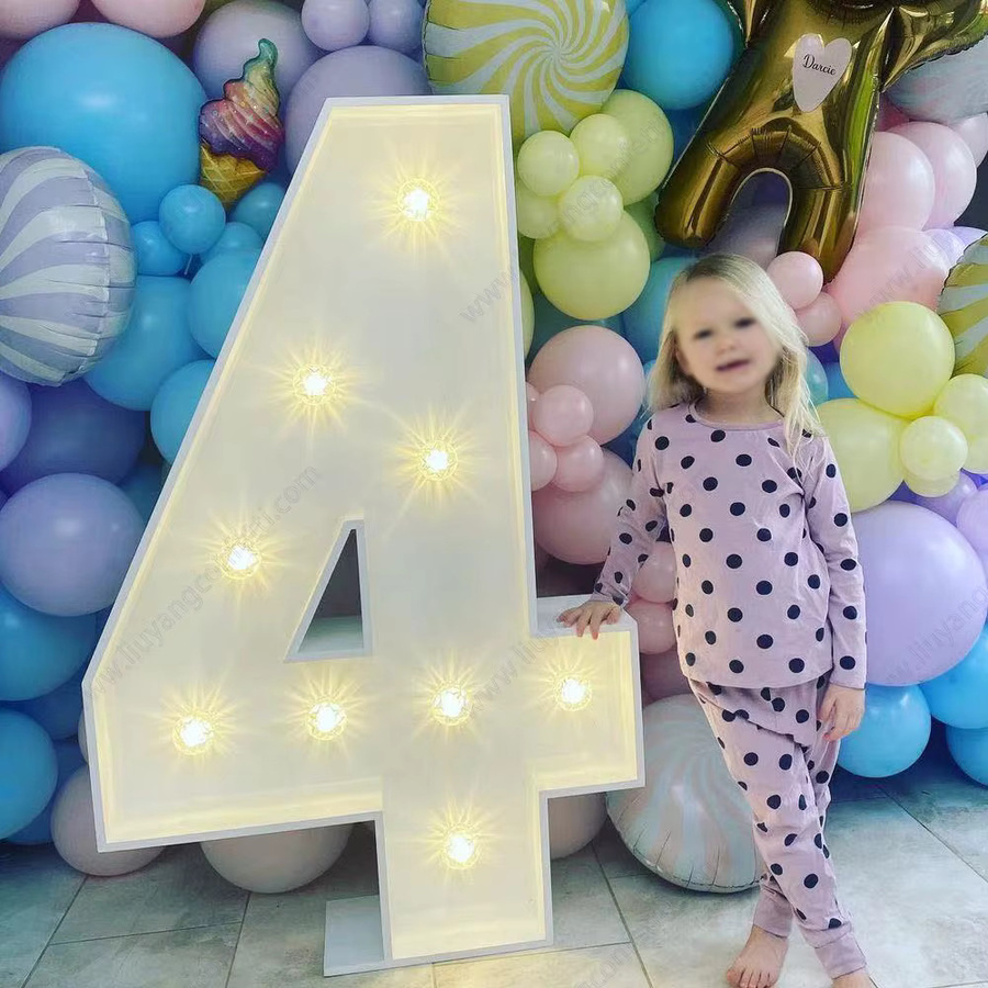 LED Zahlenrahmen für Ballonfüllung mit 10 Lichtern in Weiß, Höhe: 91,5 cm - Bild 4