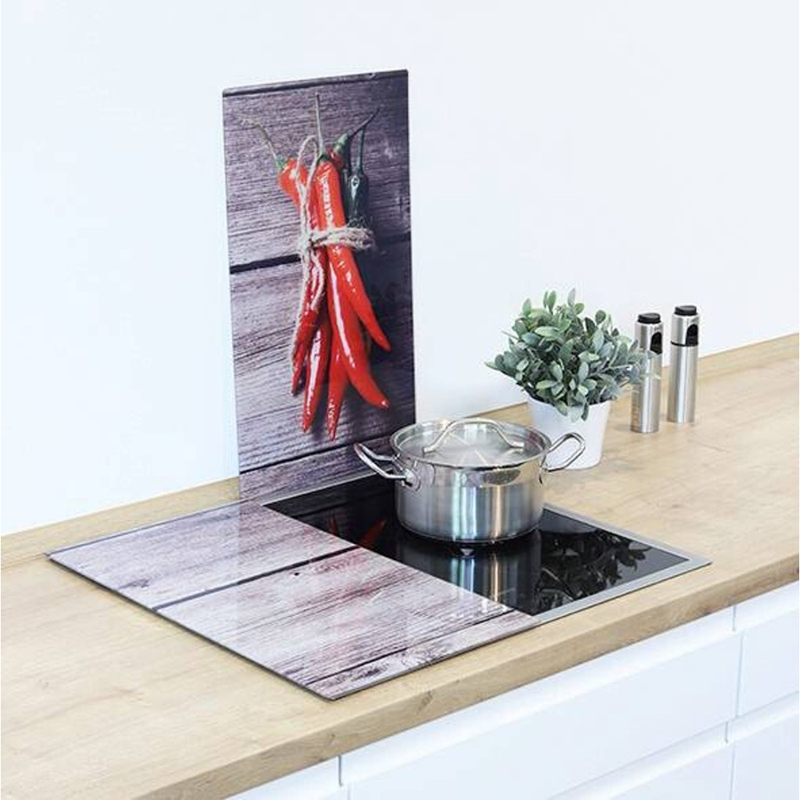 HI Herdblende-Abdeckplatte aus Glas in Chili und Paprika Multicolor - Bild 2