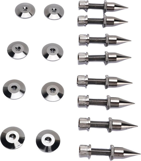 KONNWEI 8er-Pack Lautsprecher-Spike-Pad-Set verstellbare Isolationsfüße aus Kupfer in Gold und Silber für Verstärker, CD- und DVD-Player - Bild 1