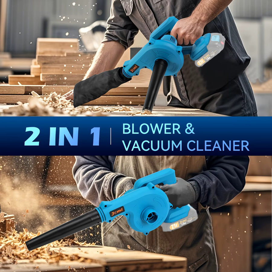 Jemi Tool 2-in-1 Akku-Laubbläser in Blau mit Zubehör für Rasenpflege, Laub und Schneeentfernung - Bild 4