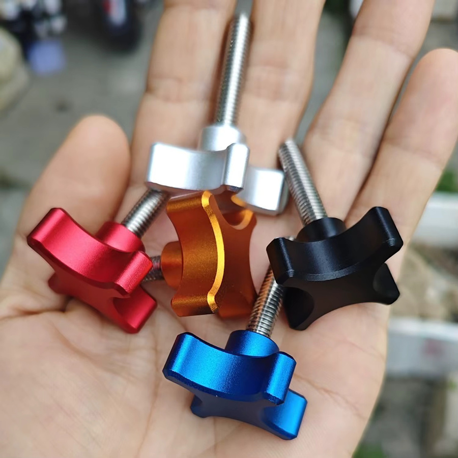 Edelstahl Sterngriffschraube als Daumenschraube und Spannschraube aus Aluminium in Silber und Multicolour, M6 M8 Gewinde, Länge 10mm bis 100mm - Bild 3