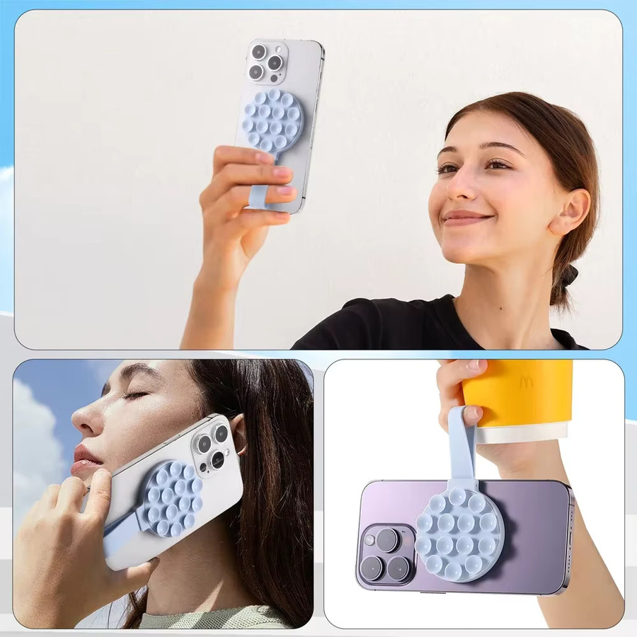 VIKEFON Multifunktionaler magnetischer Telefonhalter mit Silikon-Saugnapf, tragbarer Hand- und Personenständer für MagSafe iPhone 16–12 - Bild 4
