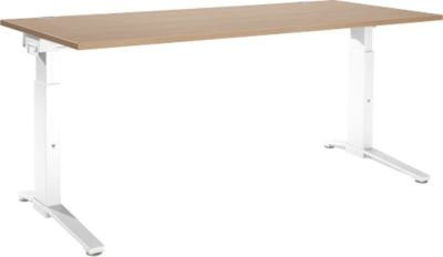 Schäfer Shop Genius Schreibtisch ERGOSTYLE S, manuell höhenverstellbar, Rechteck, C-Fuß, B: 180 cm, T: 80 cm, H: 67,5-89,5 cm, eiche/weiß - Bild 1