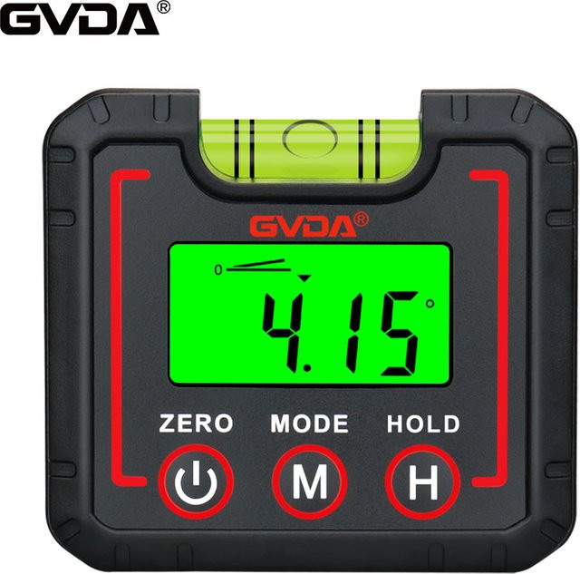 GVDA Digitales Winkelmessgerät mit Magnet und LCD-Hintergrundbeleuchtung in Schwarz - Bild 1