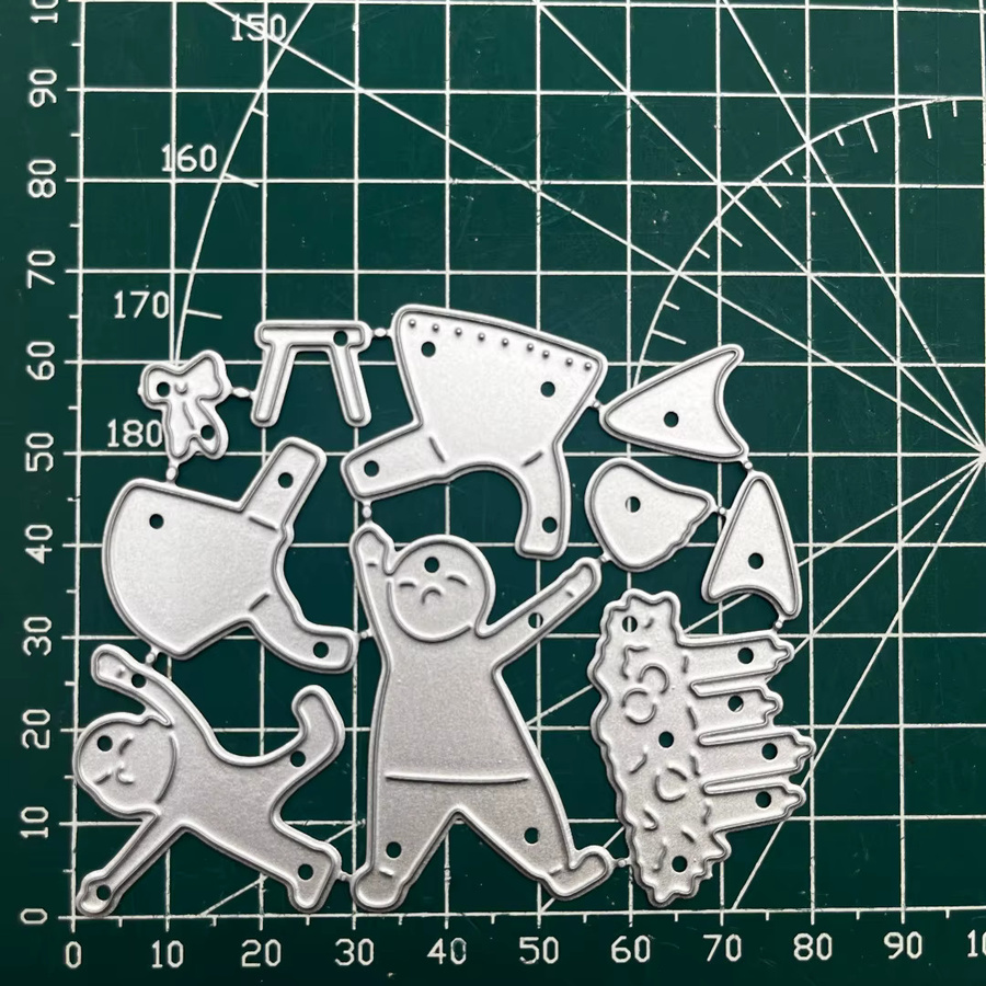 Metall-Bastelvorlage Weihnachtsfigur und Kerze in Grau für DIY-Scrapbook und Prägung - Bild 2