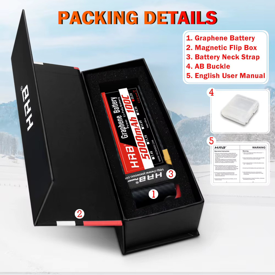 HRB 6S 5000mah Graphene Batterie, 22,2V 6S Lipo Batterie, mit XT90 Anschluss - Bild 6