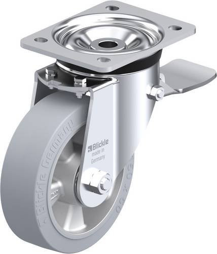 Blickle Lenkrolle LK-ALEV 150K-ST-SG mit Feststeller aus Stahl und Aluminium in Silber, Rad-Durchmesser: 150 mm, Tragfähigkeit: 400 kg - Bild 1