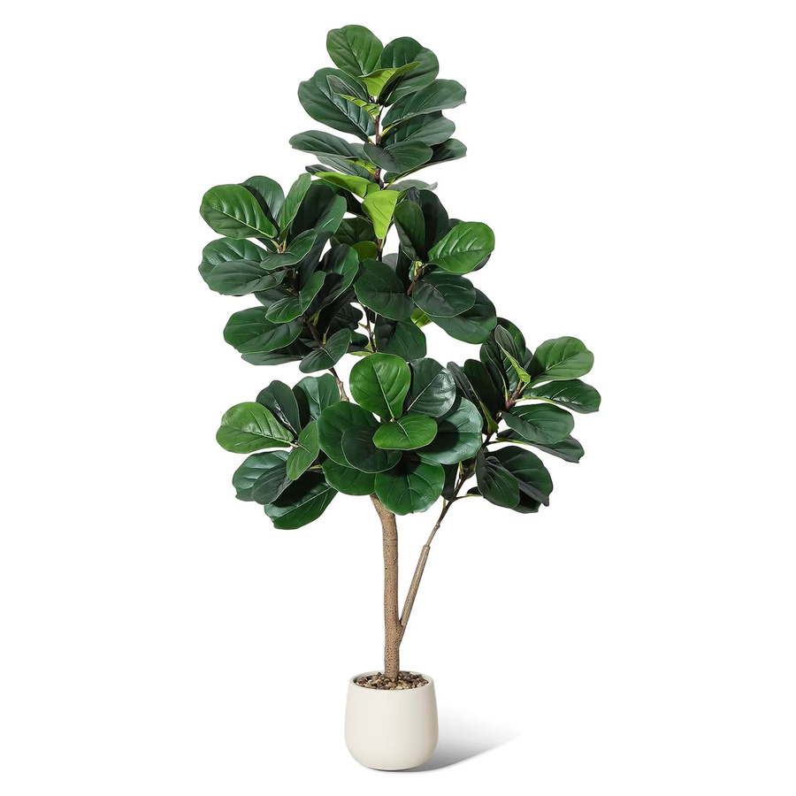 HiMISS Künstlicher Geigenblatt-Feigenbaum in Grün im Topf, Höhe: 120 cm - Bild 5