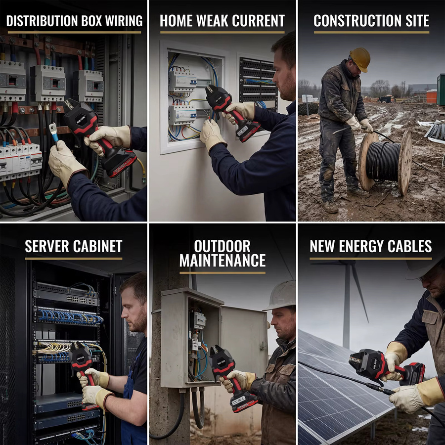 Podofo HM-50M Kabellose Lithium-Ionen-Kaltpresszange, elektrischer hydraulischer Terminal-Crimper in Schwarz - Bild 2