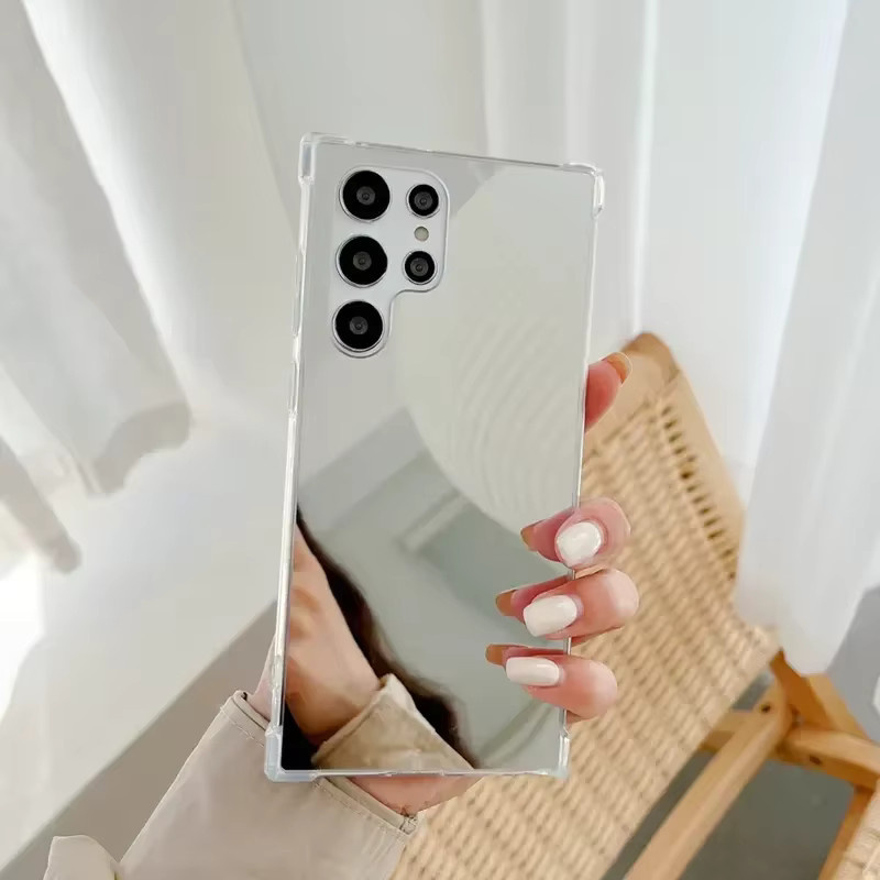 Stoßfeste Make-up-Spiegel-Handyhülle für Samsung Galaxy S24 S23 S22 S21 S54 S34 A54 A25 A53 A24 A34 A32 A23 A13 in Silber - Bild 2