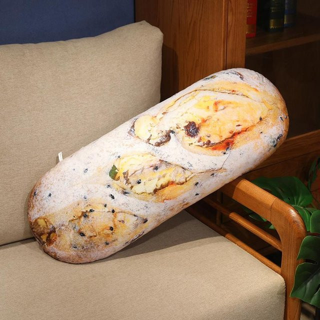 Kawaii Plüsch Brot Kissen von Yiran Health & Beauty in Beige, weiches Baguette Kissen mit Sesam und Käse, Länge: 70 cm - Bild 1