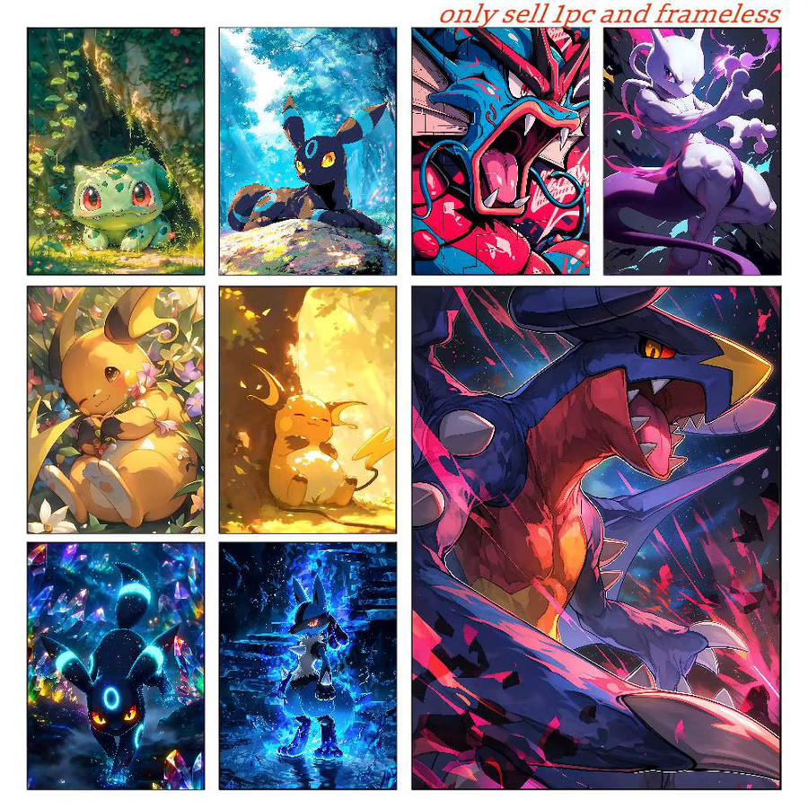 Bandai Pokemon Anime Wandkunst Poster als wasserfester Leinwanddruck in Multicolour - Bild 3