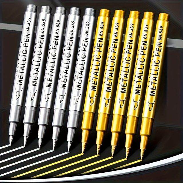 Wasserdichte Metallic Pinselmarker für DIY-Projekte und Harzformen in Gold und Silber - Bild 1
