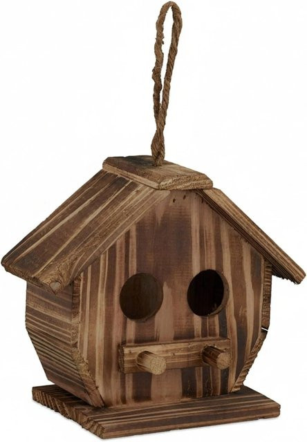 Relaxdays Vogelhaus aus Holz in Natur Braun im Vintage Look, H x B x T: 28,5 x 19 x 10,5 cm - Bild 1