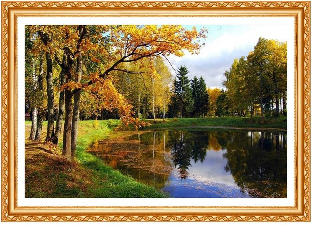 FIYO 5D Diamant-Malerei Natur Motiv in Beige mit vollen runden Bohrern, B/H: 30 x 20 cm - Bild 1