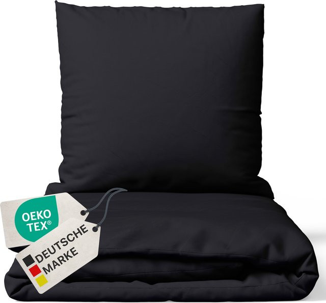 NYVI Bettwäsche Set DreamScience aus Mikrofaser in Schwarz, atmungsaktiv und weich, mit Reißverschluss, B/H: 200 x 200 cm und 2x B/H: 80 x 80 cm - Bild 1