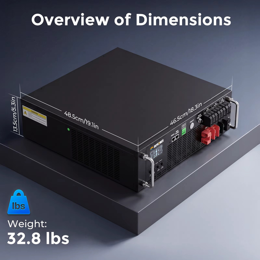 RVPOZWER 6200W Hybrid-Solarwechselrichter in Schwarz mit reiner Sinuswelle, RS485-Schnittstelle für BMS-Kommunikation, RS232-Schnittstelle zur Betriebsdatenüberwachung und LCD-Display - Bild 5