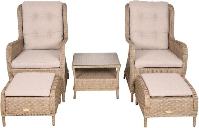 DELUKE Gartenstuhl NARA Relaxsessel aus Kunststoffgeflecht und Stahl in Beige/Sand, H x B x T: 98 x 68 x 68 cm - Bild 1