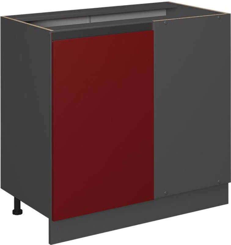 Vicco Eckunterschrank R-line in Rot und Anthrazit mit Drehtüren, ohne Arbeitsplatte, Breite: 86 cm - Bild 1