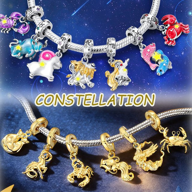 Charms Perlenanhänger 925 Silber, Gold, Damen - Bild 1