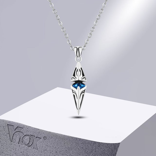 Vnox Halskette, blauer Stein, Edelstahl, geometrischer Anhänger, Herren - Bild 1