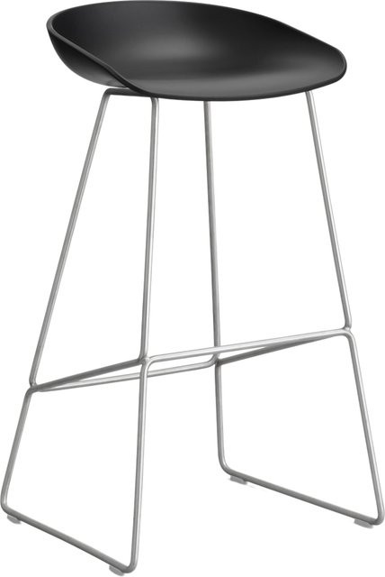 HAY About A Stool AAS 38 Hocker in Schwarz mit Stahlgestell und Polypropylen-Sitzschale im industriellen Design - Bild 1