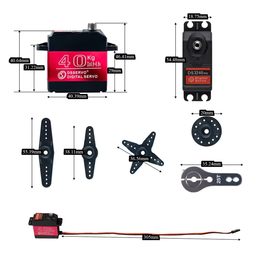 Dsservo RC Digital Servo, 4-teiliges Set, IP66 Wasserdicht, 180/270 Grad Winkel, 25T - Bild 4