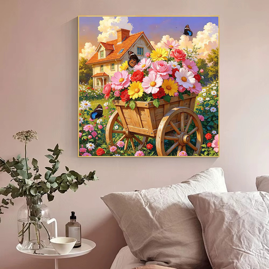 Huacan Diamantmosaik Frühlingsblumen Wanddekoration Mehrfarbig B/H: 20 x 20 cm - Bild 3