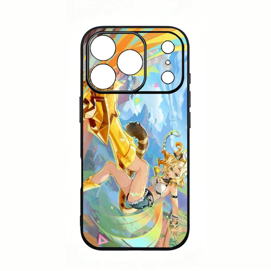 Stoßfeste Handyhülle Genshin Xilonen in Schwarz Matt für iPhone 17, 16, 15 und 14 Pro Max - Bild 5