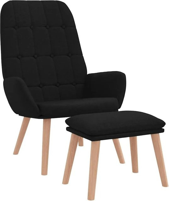 vidaXL Relaxsessel mit Hocker in Schwarz aus Stoff mit Armlehnen - Bild 1
