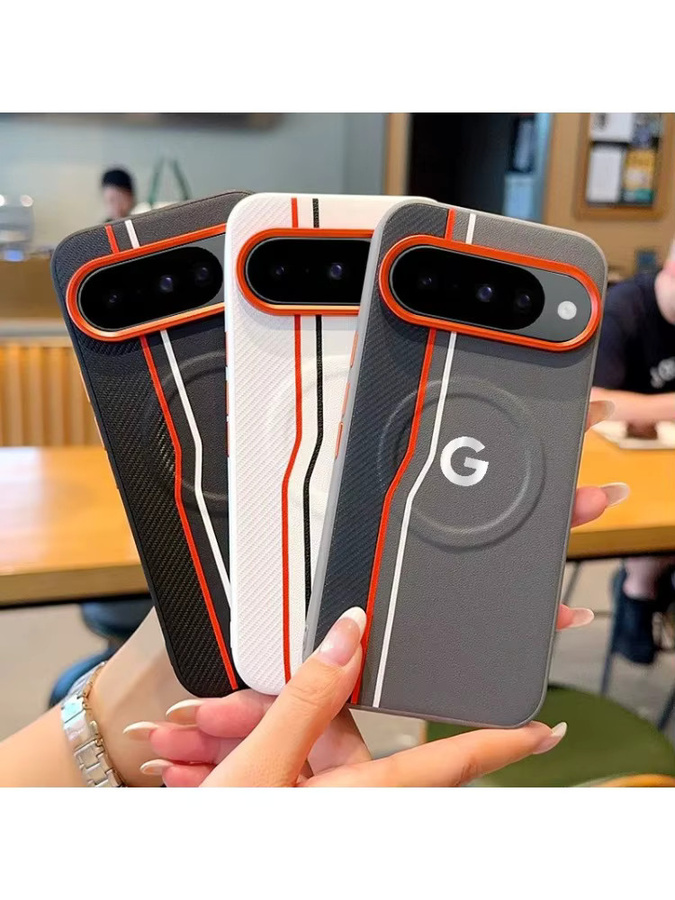 Stoßfeste Schutzhülle mit Spleißen-Streifen-Textur für Google Pixel 10 Pro und Google Pixel 10 Pro XL, Magnetische Ladung und Metalltaste, Farbe: Schwarz - Bild 5
