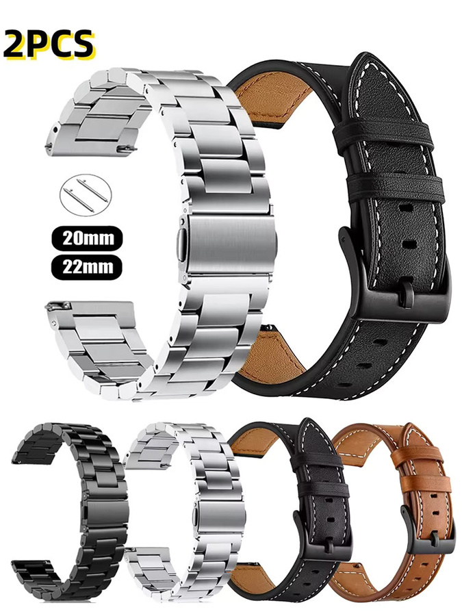 Uhrenarmband Edelstahl, Leder, Silber, Unisex - Bild 3