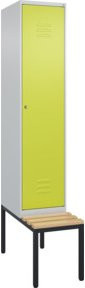 C+P Spind Classic PLUS Garderobenschrank mit Sitzbank, 1 Abteil, Lichtgrau, B/T/H: 212,0 x 40,0 x 81,5 cm - Bild 1
