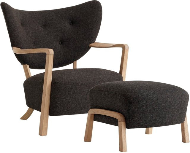 &Tradition Wulff ATD2 Sessel mit passendem ATD3 Pouf in Schwarz aus Stoff - Bild 1